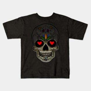 Day of the Dead Metallic Look Skull Halloween Design Kids T-Shirt